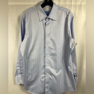 BROOKS BROTHERS Mens Blue Long Sleeve Collared Dress Shirt